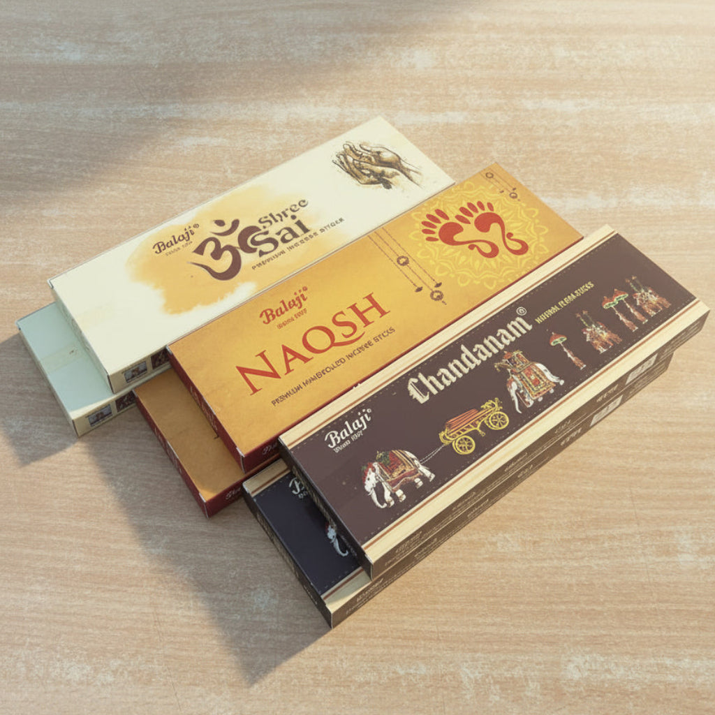 Combo of balaji Naqsh, Chandanam, Om sai Incense Sticks(6 Box)