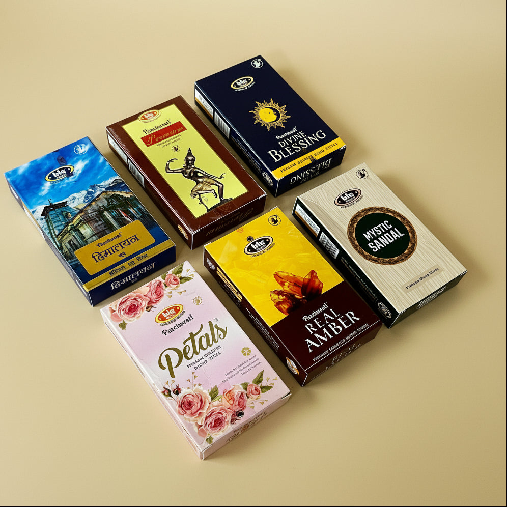 Combo of 6 BIC Small Dry Dhoop Sticks(6*50gm) (Premium , Real Amber, Petals , Himalayan, Mystic Sandal, Divine Blessing )