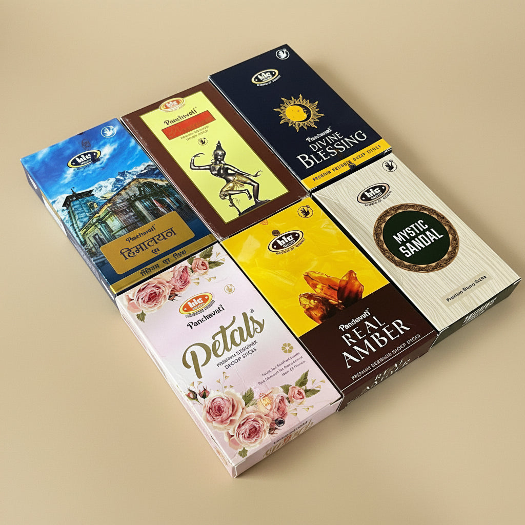 Combo of 6 BIC Small Dry Dhoop Sticks(6*50gm) (Premium , Real Amber, Petals , Himalayan, Mystic Sandal, Divine Blessing )