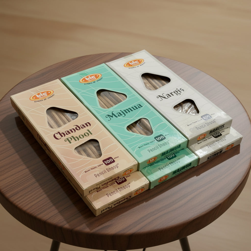 Combo of 6 Bic Nargis,Chandan,Majmua Pencil Dhoop Sticks(6*12)