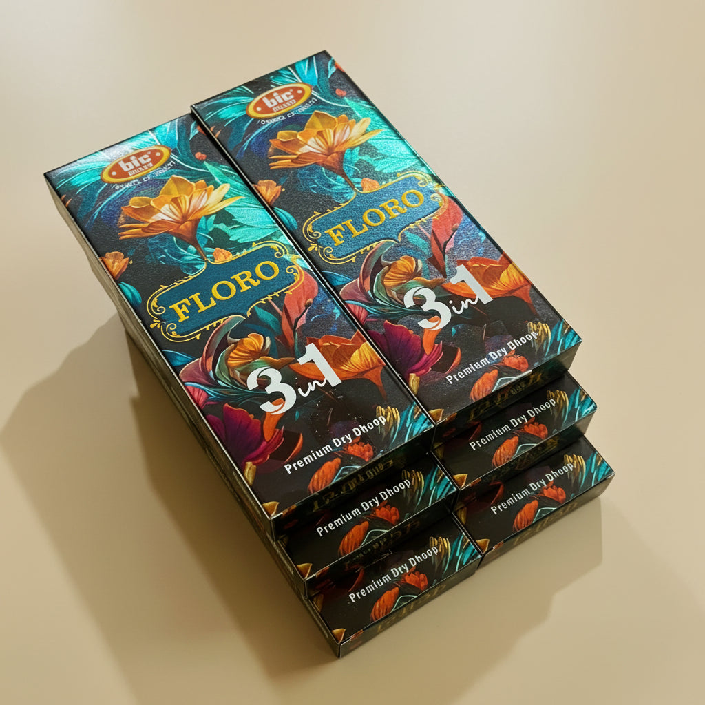 Combo of 6 Bic Floro 3 in 1 Premium Dry Dhoop Sticks