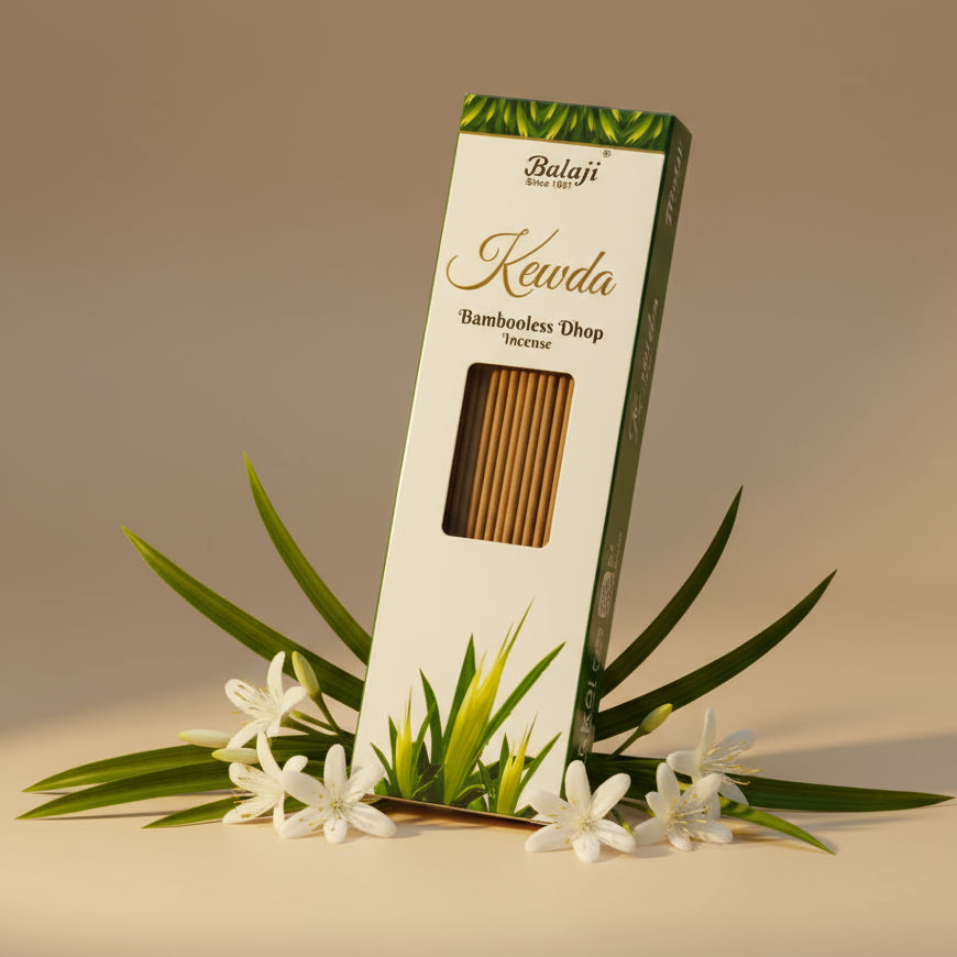 Balaji KEWDA Premium Thin Bambooless Dhoop Sticks (100 gm)