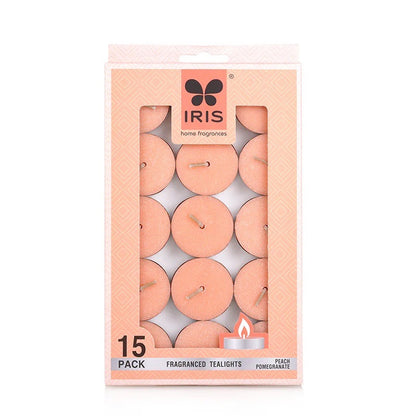 IRIS TeaLight PEACH POMEGRANATE Candles Pack of 15