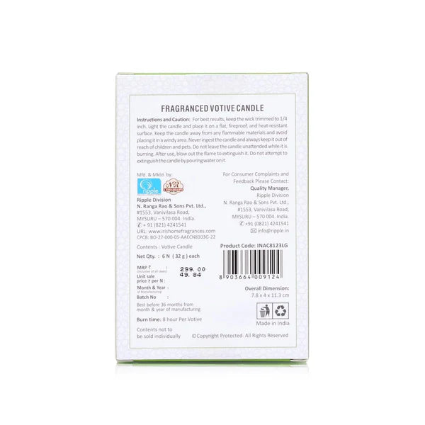 IRIS LEMON GRASS Votive Candles (Pack of 6)