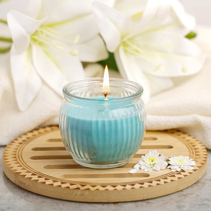 Iris RIBBED JAR CANDLE - COOL BLUE