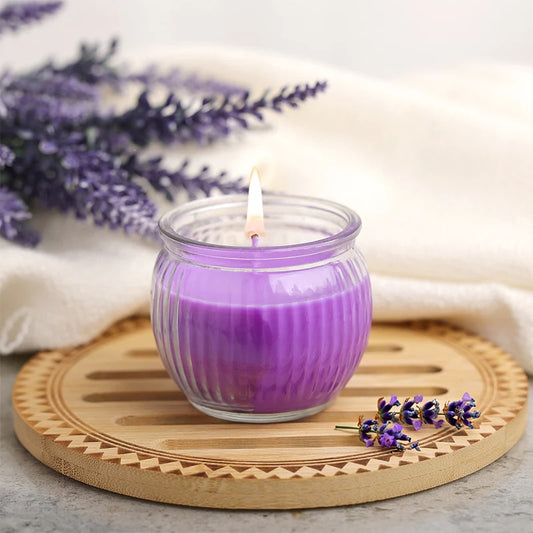 Iris RIBBED JAR CANDLE - LAVENDER