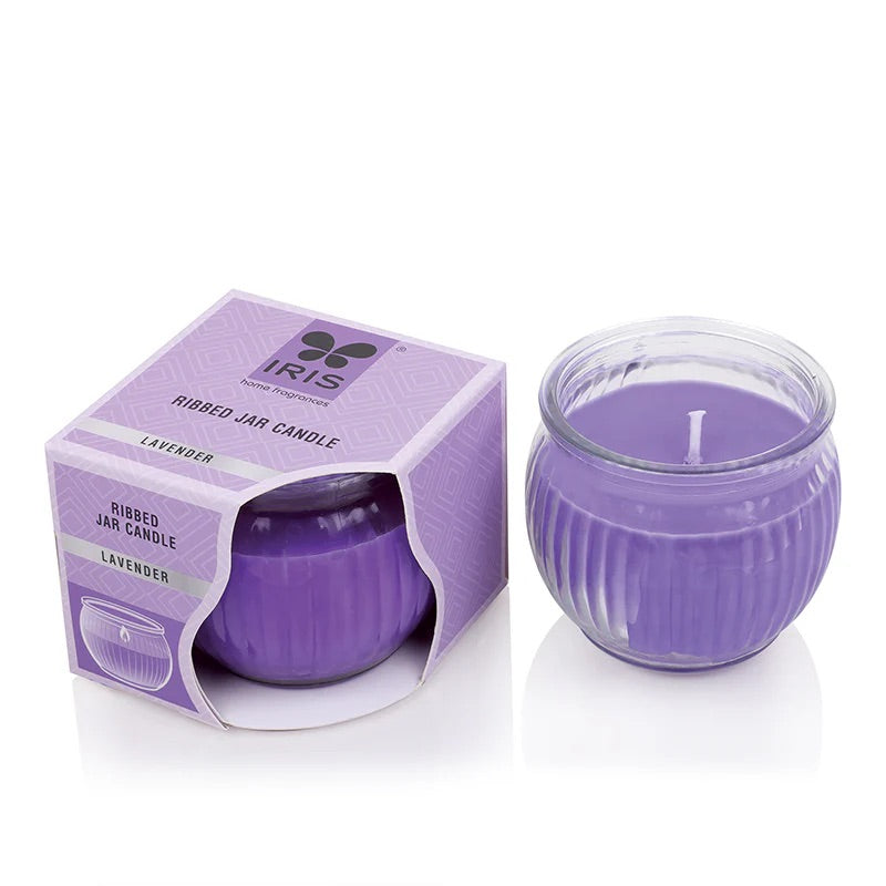 Iris RIBBED JAR CANDLE - LAVENDER