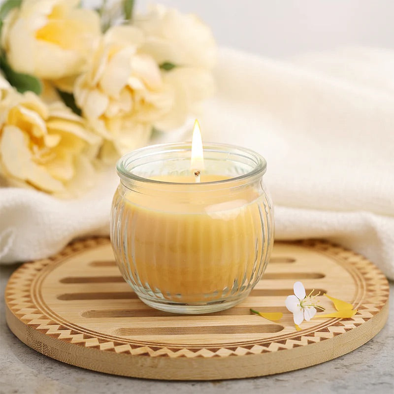 Iris RIBBED JAR CANDLE -MANGO SORBET