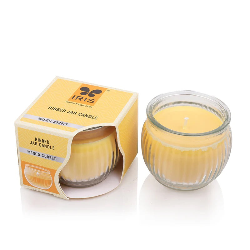 Iris RIBBED JAR CANDLE -MANGO SORBET