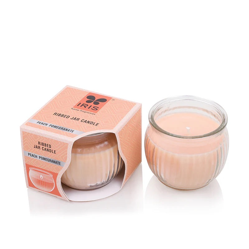 Iris RIBBED JAR CANDLE - PEACH POMEGRANATE