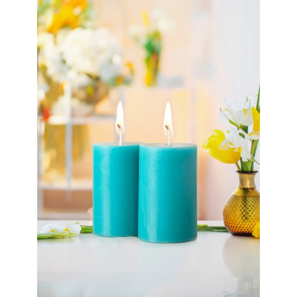 IRIS set of 2 fragrance Pillar candle COOL BLUE