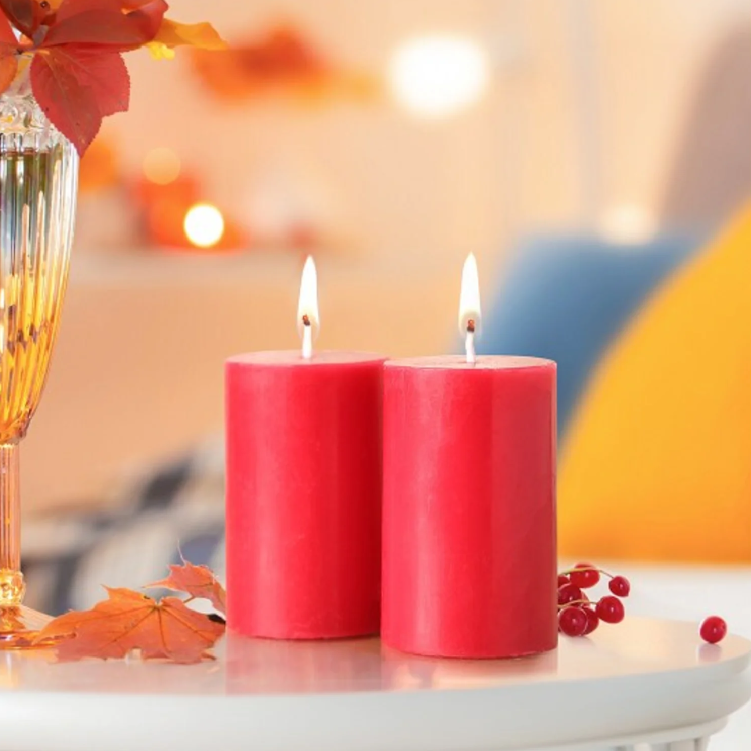 IRIS set of 2 fragrance Pillar candle ROSE