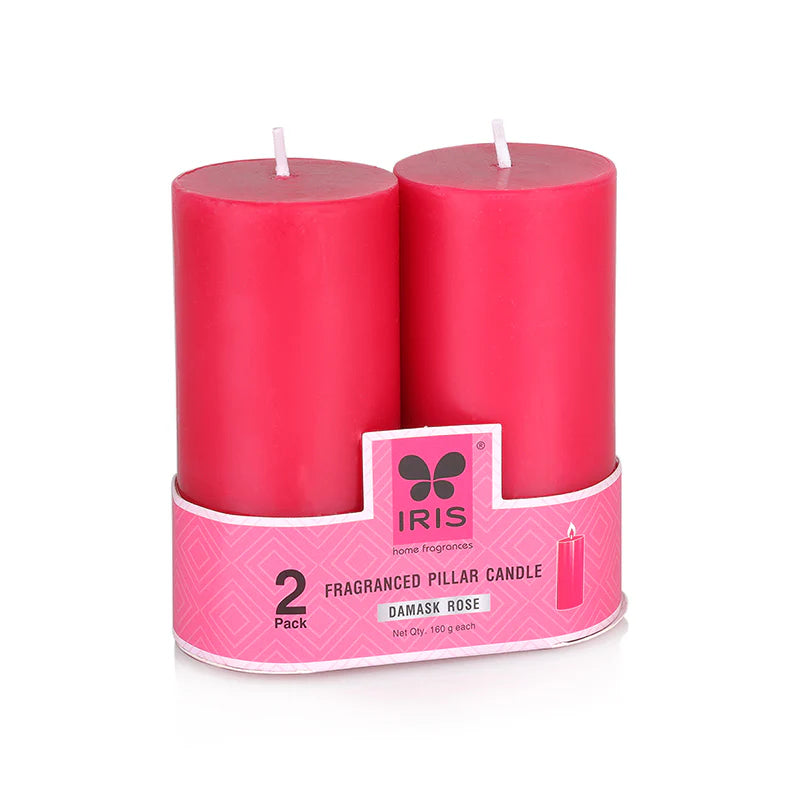 IRIS set of 2 fragrance Pillar candle ROSE