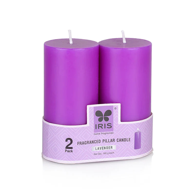 IRIS set of 2 fragranced Pillar candle LAVENDER