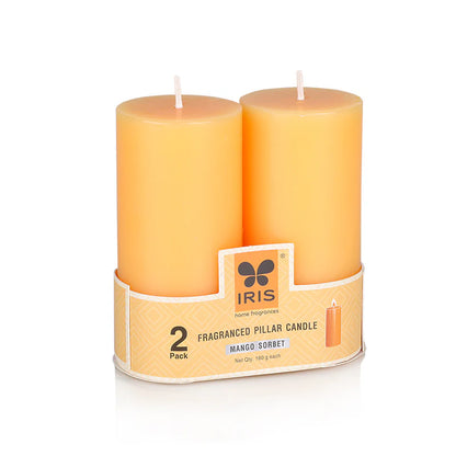 IRIS set of 2 fragranced Pillar candle MANGO SORBET