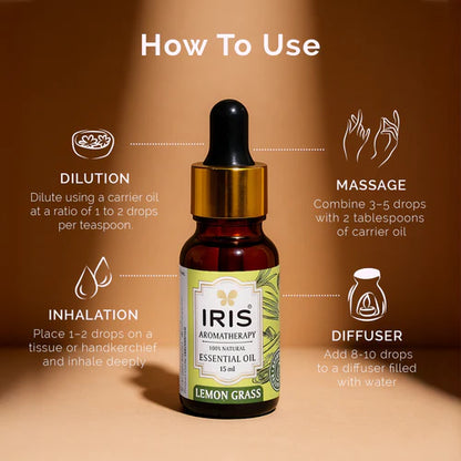 Iris Aromatherapy LEMONGRASS Essential oil (15ml)