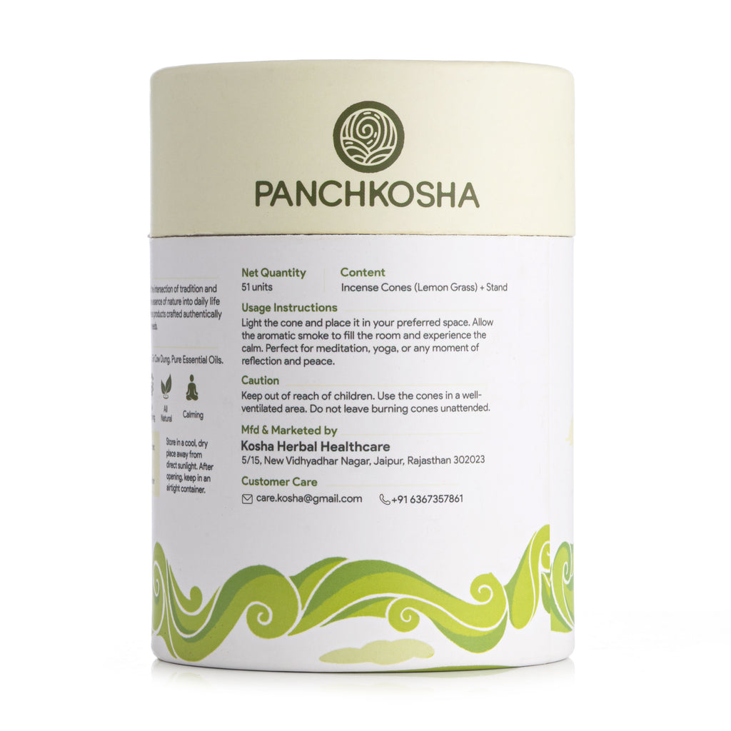 Panchkosha LEMON GRASS Incense Cones (51 units)