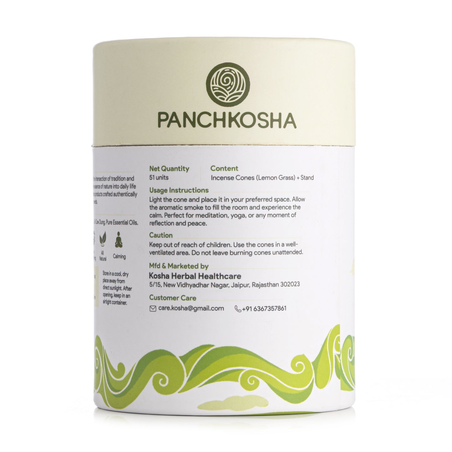 Panchkosha LEMON GRASS Incense Cones (51 units)