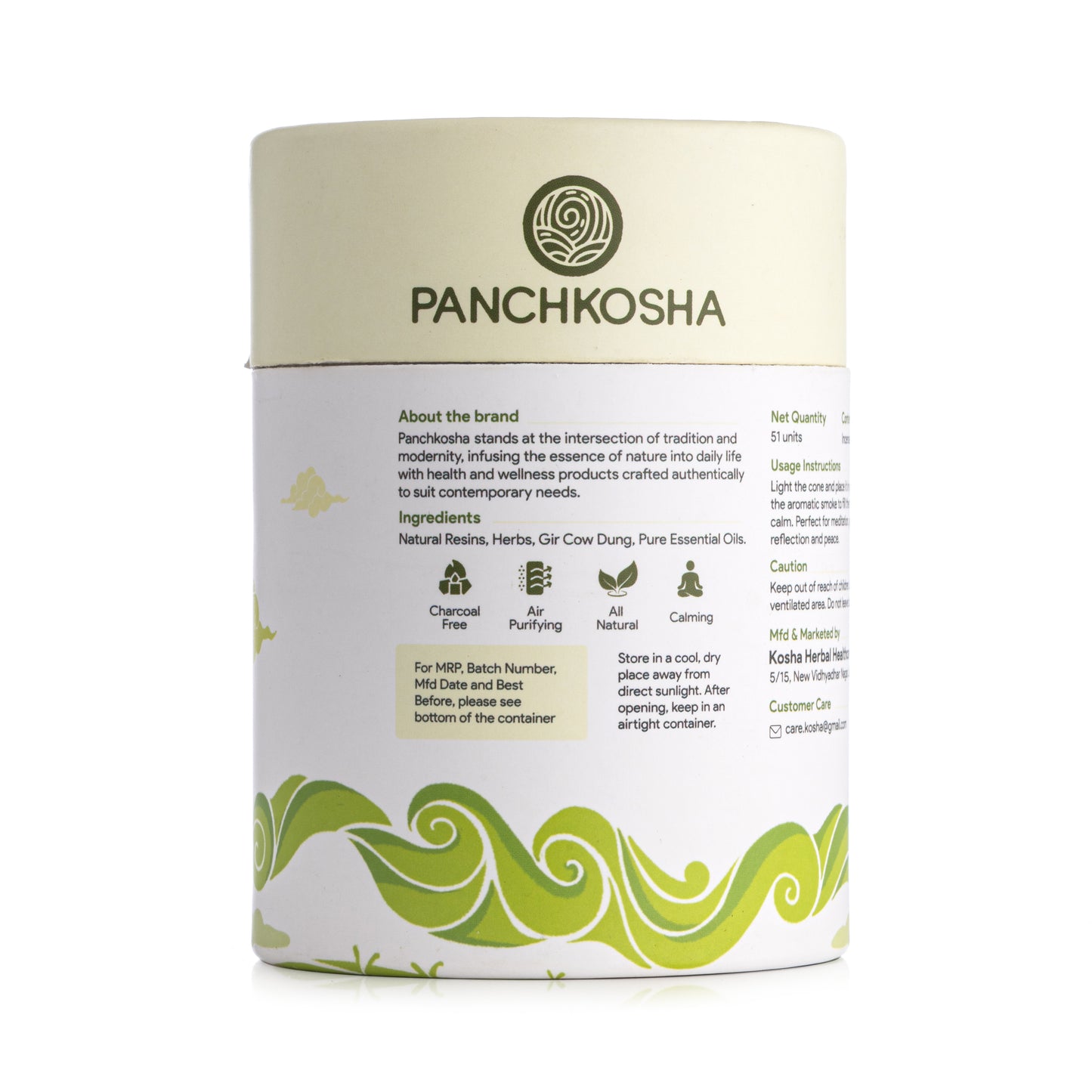Panchkosha LEMON GRASS Incense Cones (51 units)