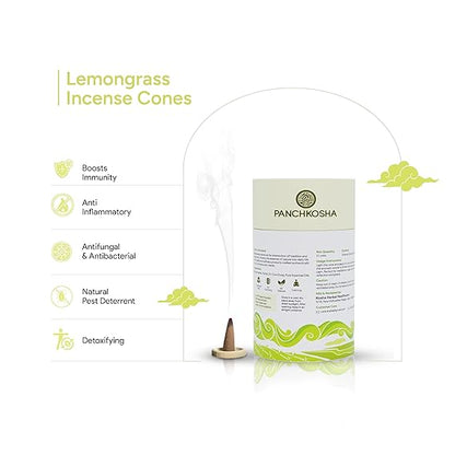 Panchkosha LEMON GRASS Incense Cones (51 units)