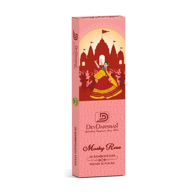 Devdarshan Musky Rose Bambooless Incense Sticks (20 Sticks)