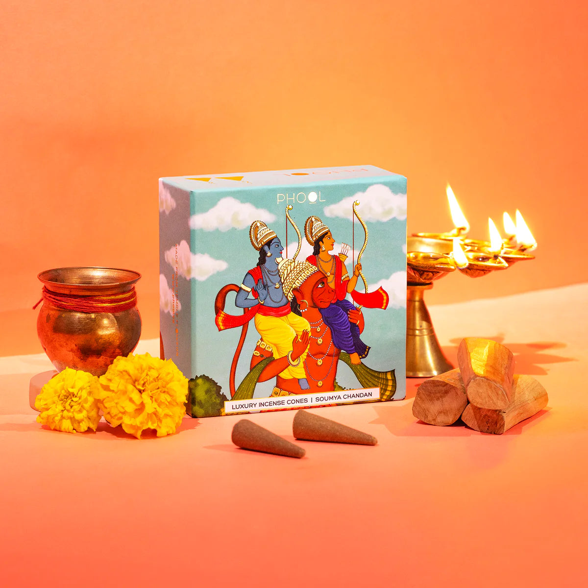 Phool AYODHYA SOUMYA CHANDAN Luxury Incense Cones (40 cones)