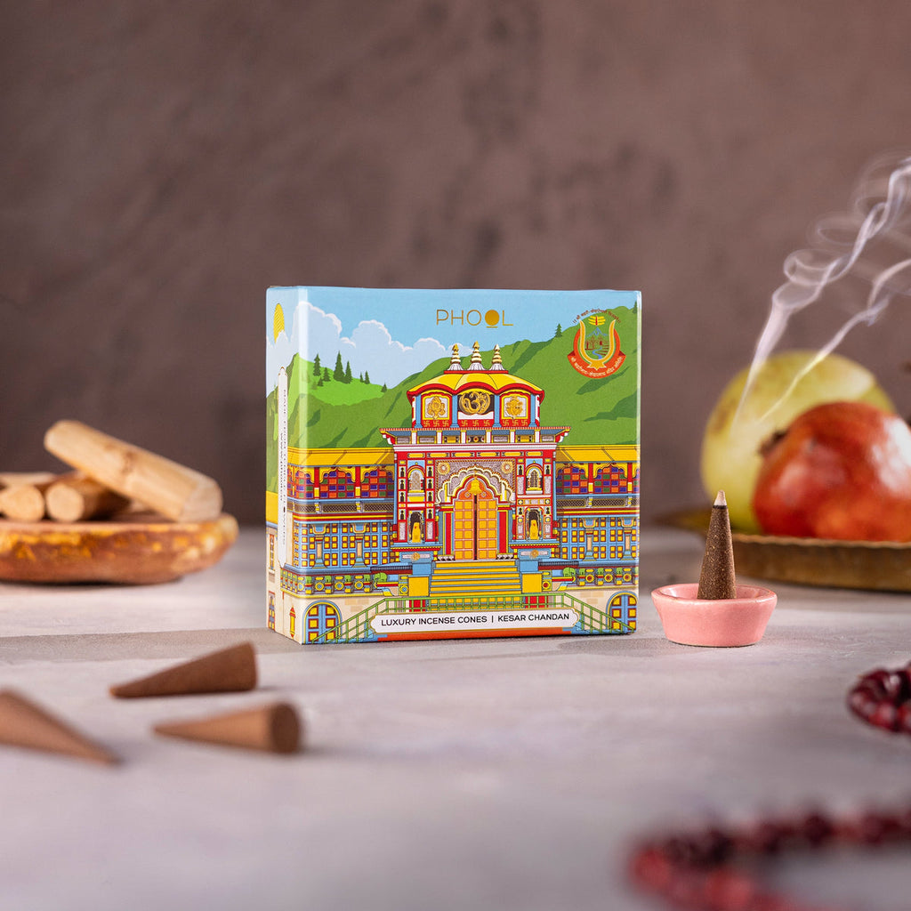 Phool BADRINATH KESAR CHANDAN Luxury Incense Cones (40 cones)