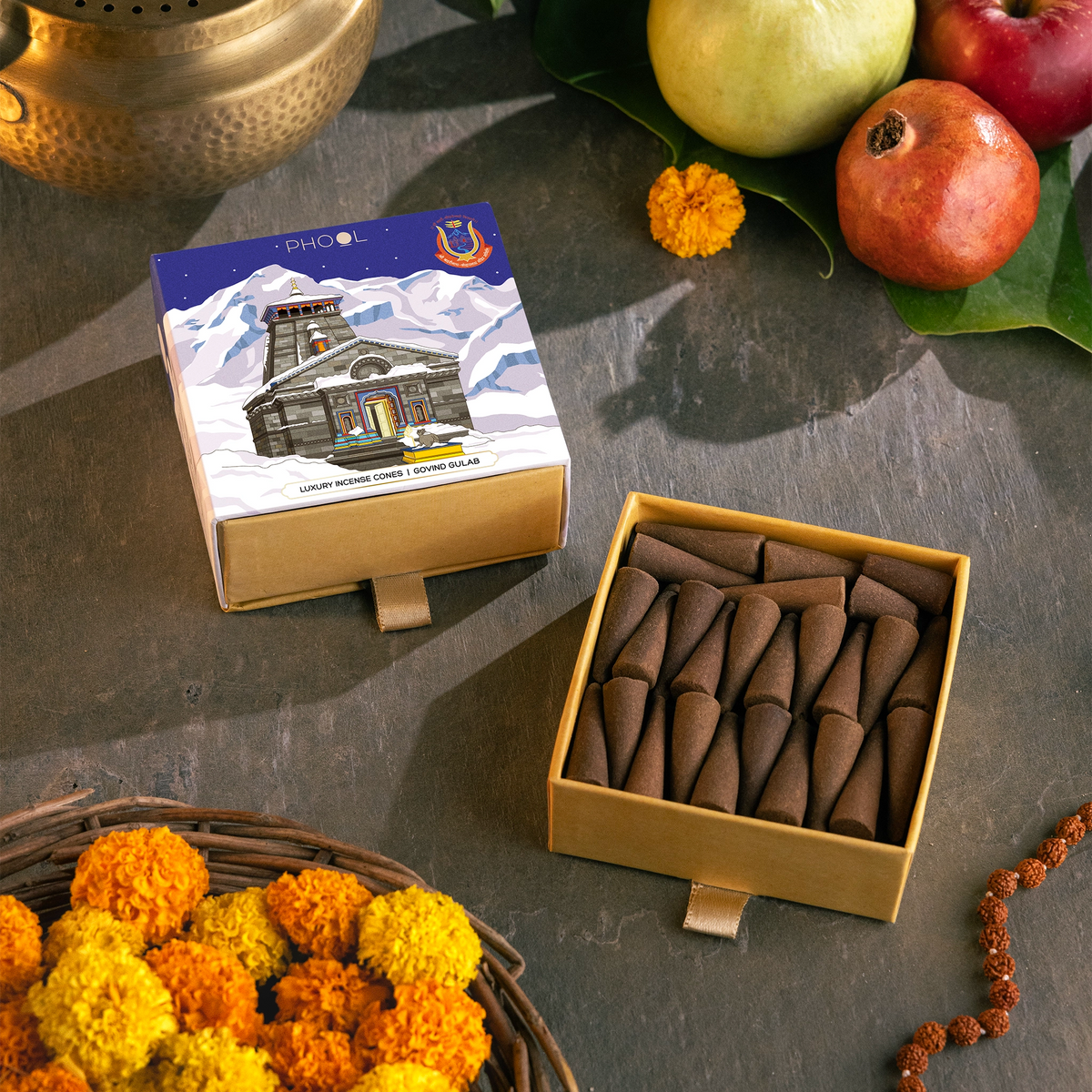 Phool KEDARNATH GOVIND GULAB Luxury Incense Cones (40 cones)