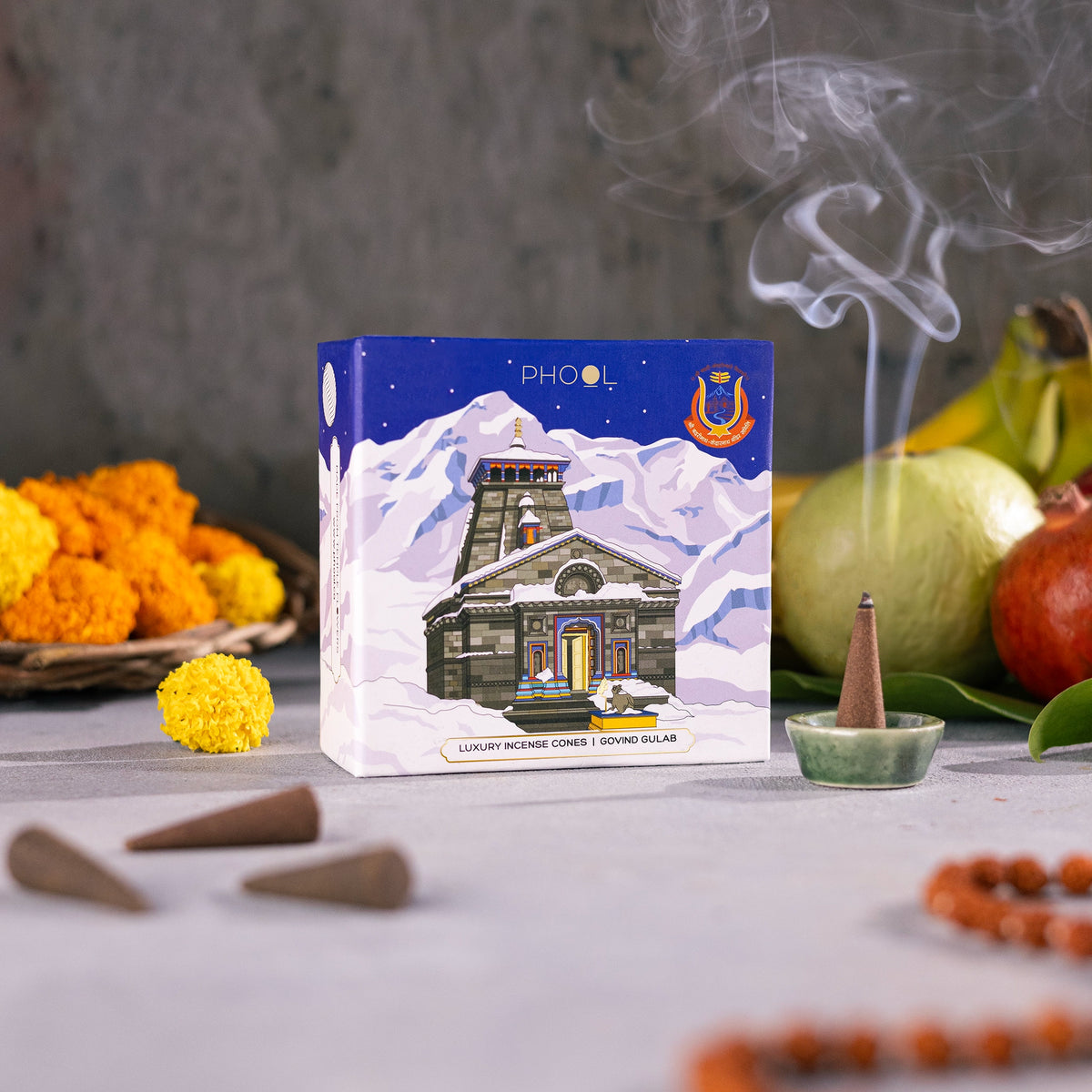 Phool KEDARNATH GOVIND GULAB Luxury Incense Cones (40 cones)