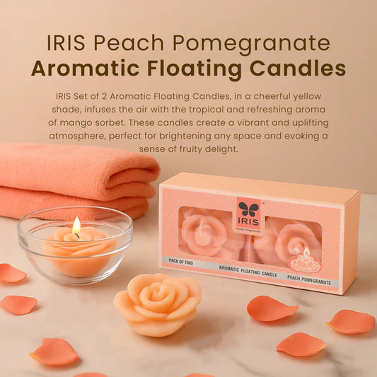 IRIS  PEACH POMEGRANATE Aromatic Floating Candles (pack of 2)