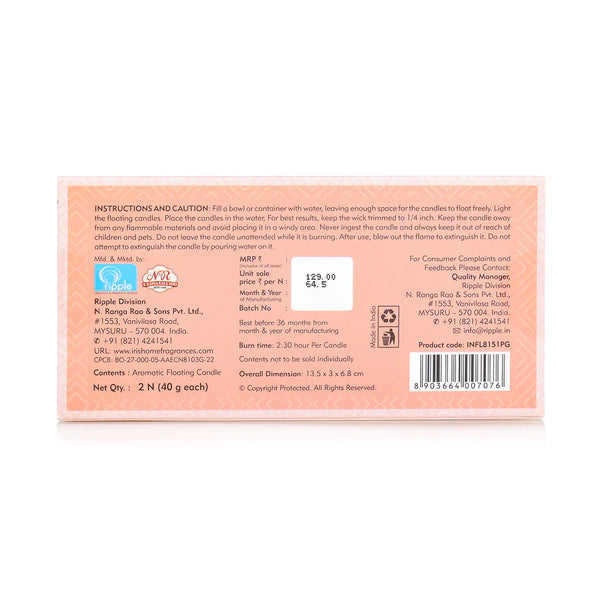 IRIS  PEACH POMEGRANATE Aromatic Floating Candles (pack of 2)