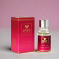 Iris Celeste Peony & Rose vaporizer oil bottle and packaging on a white background