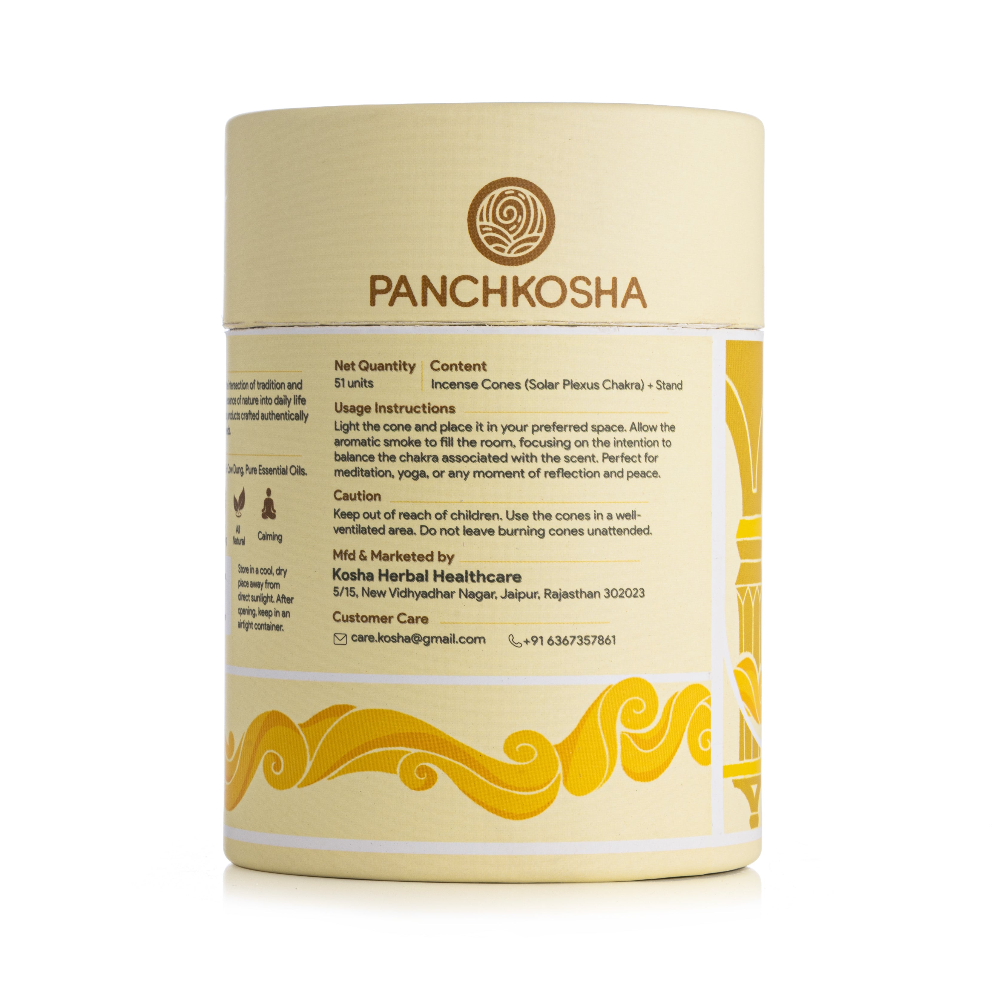 Panchkosha SOLAR PLEXUS CHAKRA Incense Cones (51 units)