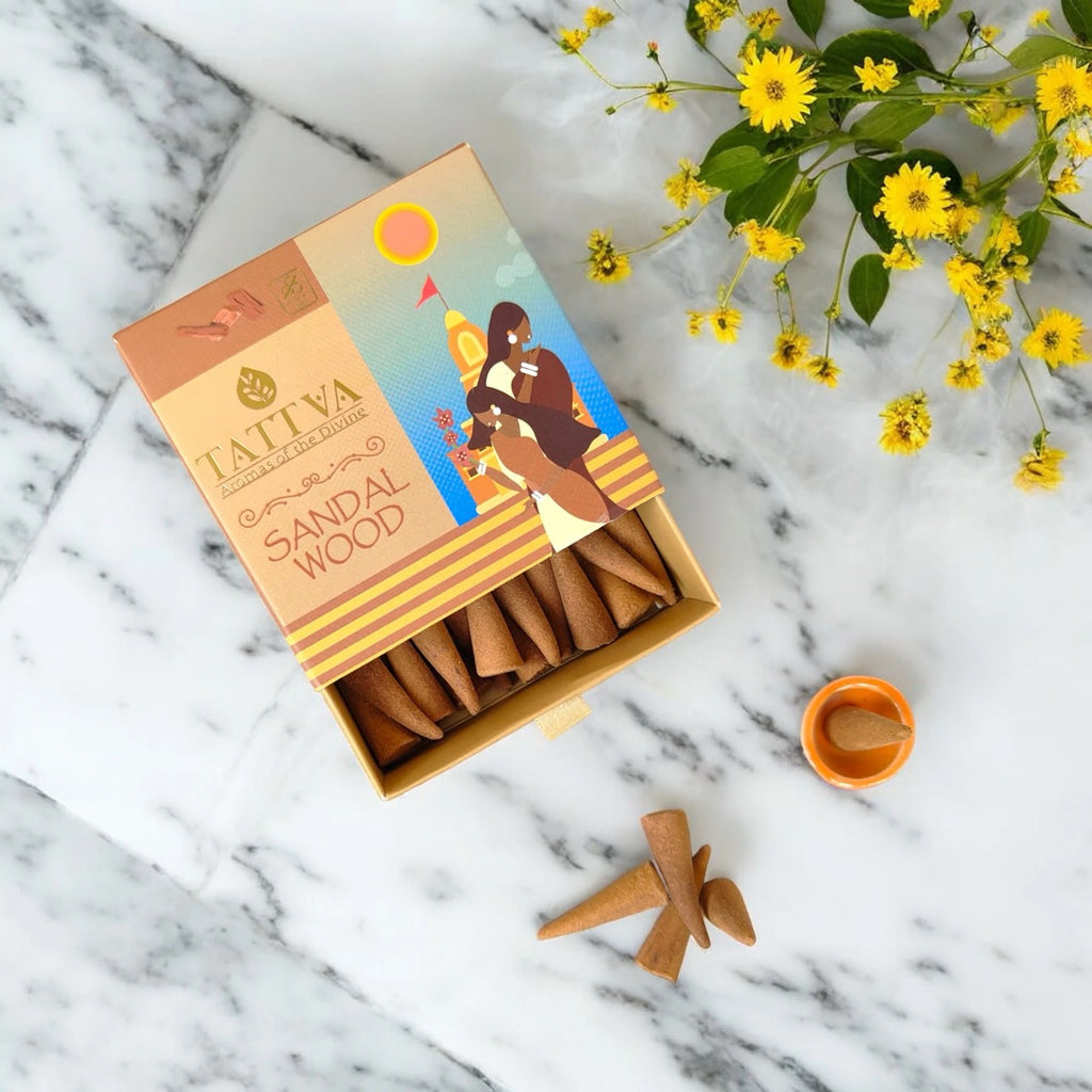 Tattva SANDALWOOD Incense Cones (40 Cones)