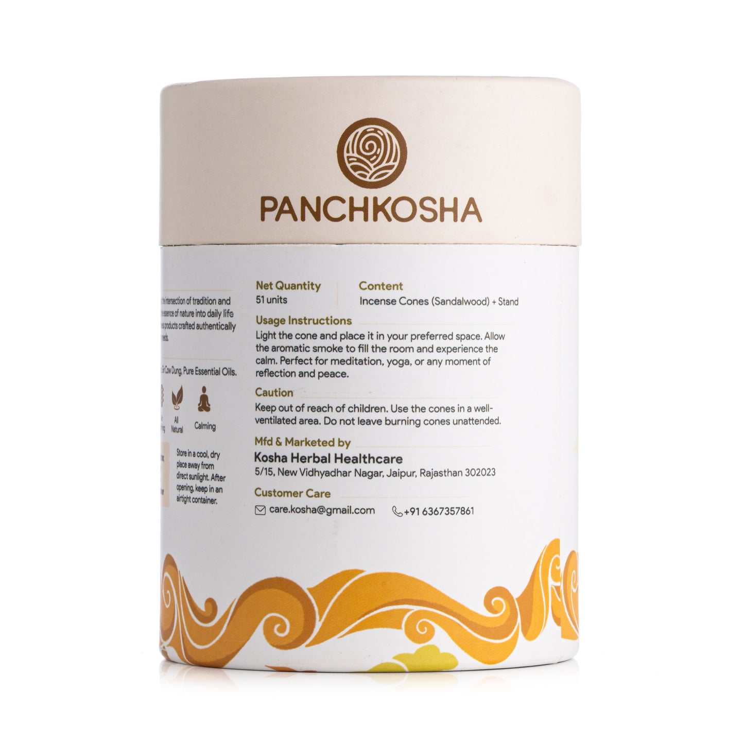 Panchkosha SANDALWOOD Incense Cones (51 units)