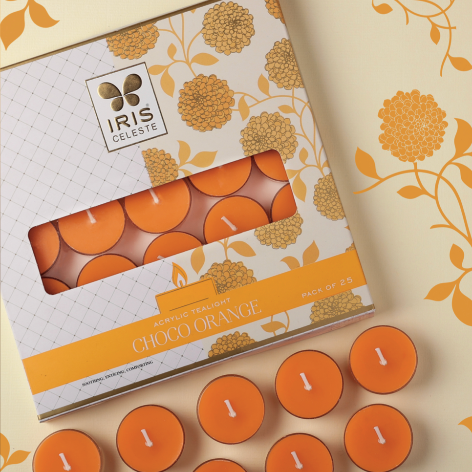 IRIS Orange Acrylic Tea Light Candles  (29 candles)