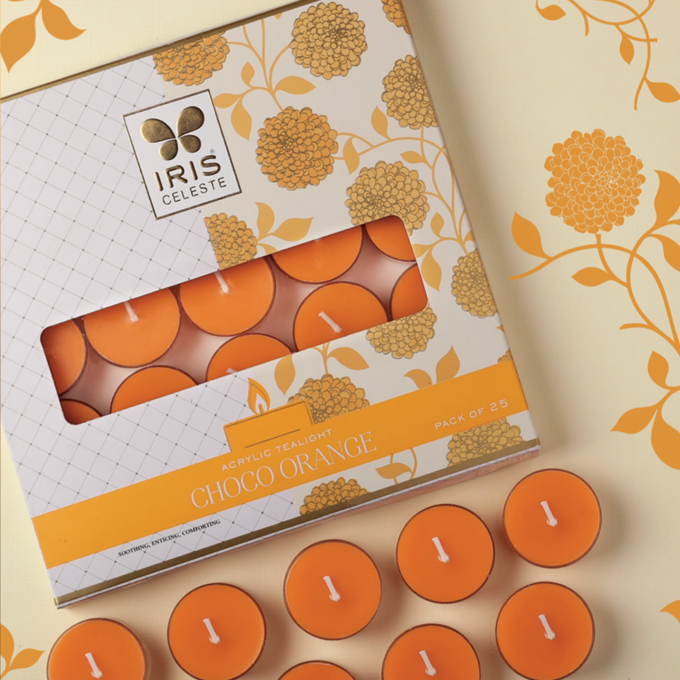 IRIS Choco Orange Acrylic Tea Light Candles  (25 candles)