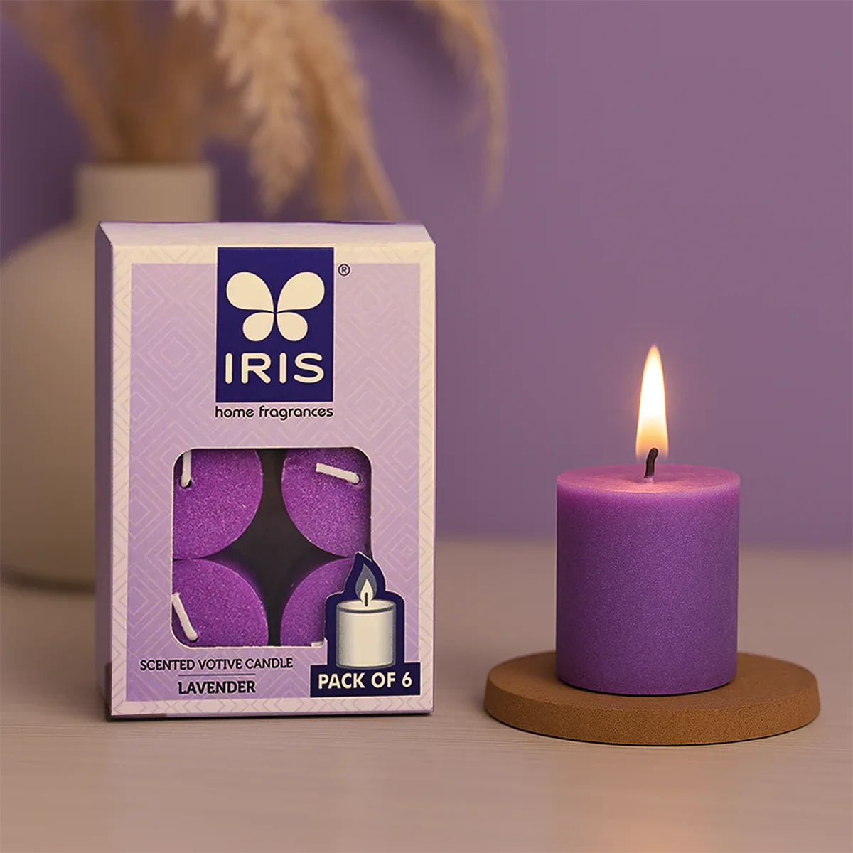 IRIS LAVENDER Votive Candles (Pack of 6)