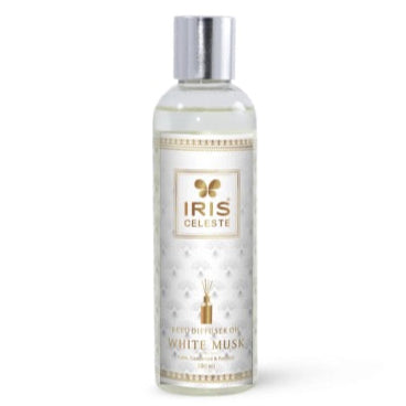 Perfume bottle labeled 'Iris Celeste' on a white background