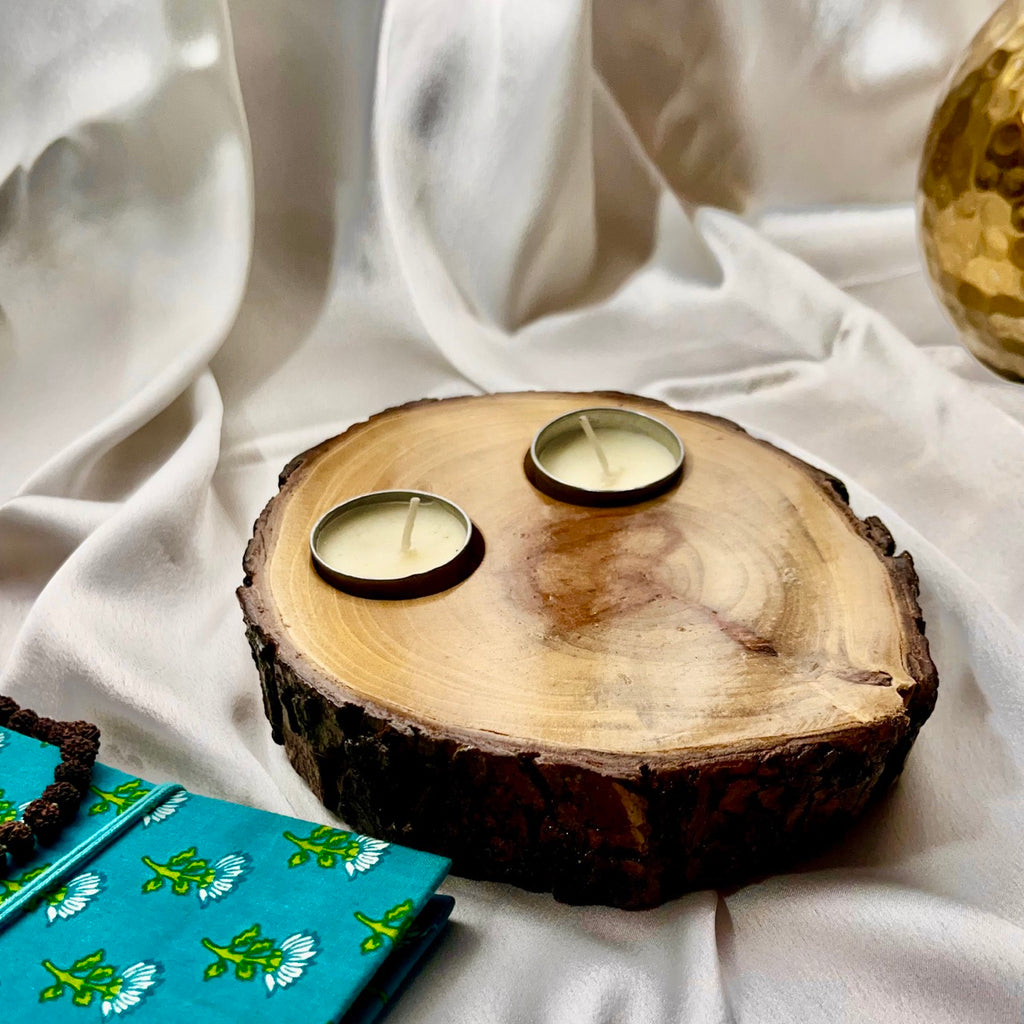 Aavyaa Candle holder Log Slice 6"