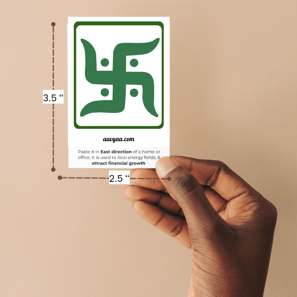 Aavyaa Green square Swastik Stickers(2.25" x 3.5")