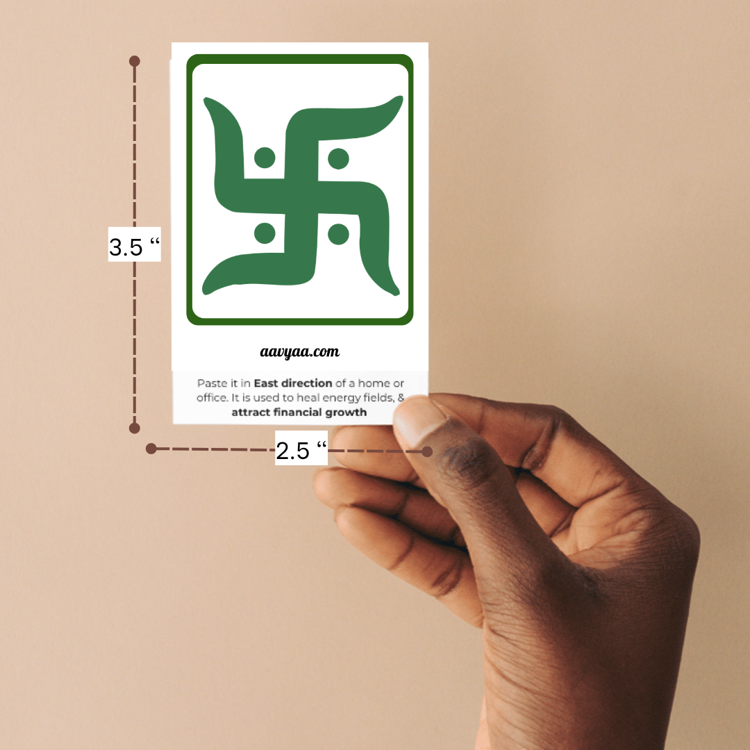 Aavyaa Green square Swastik Stickers(2.25" x 3.5")