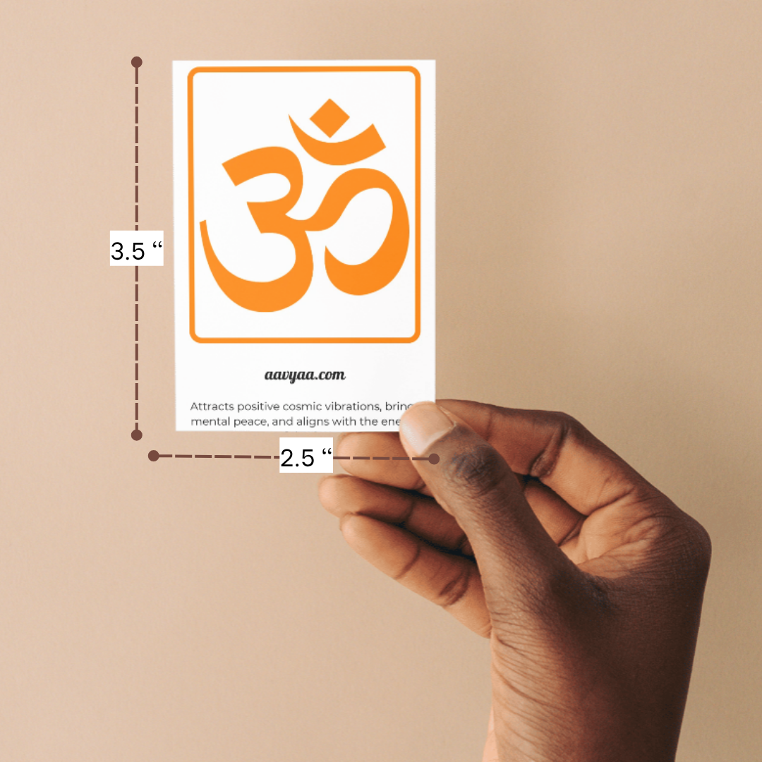 Aavyaa OM Stickers- Orange square, Transparent(2.25" x 3.5")