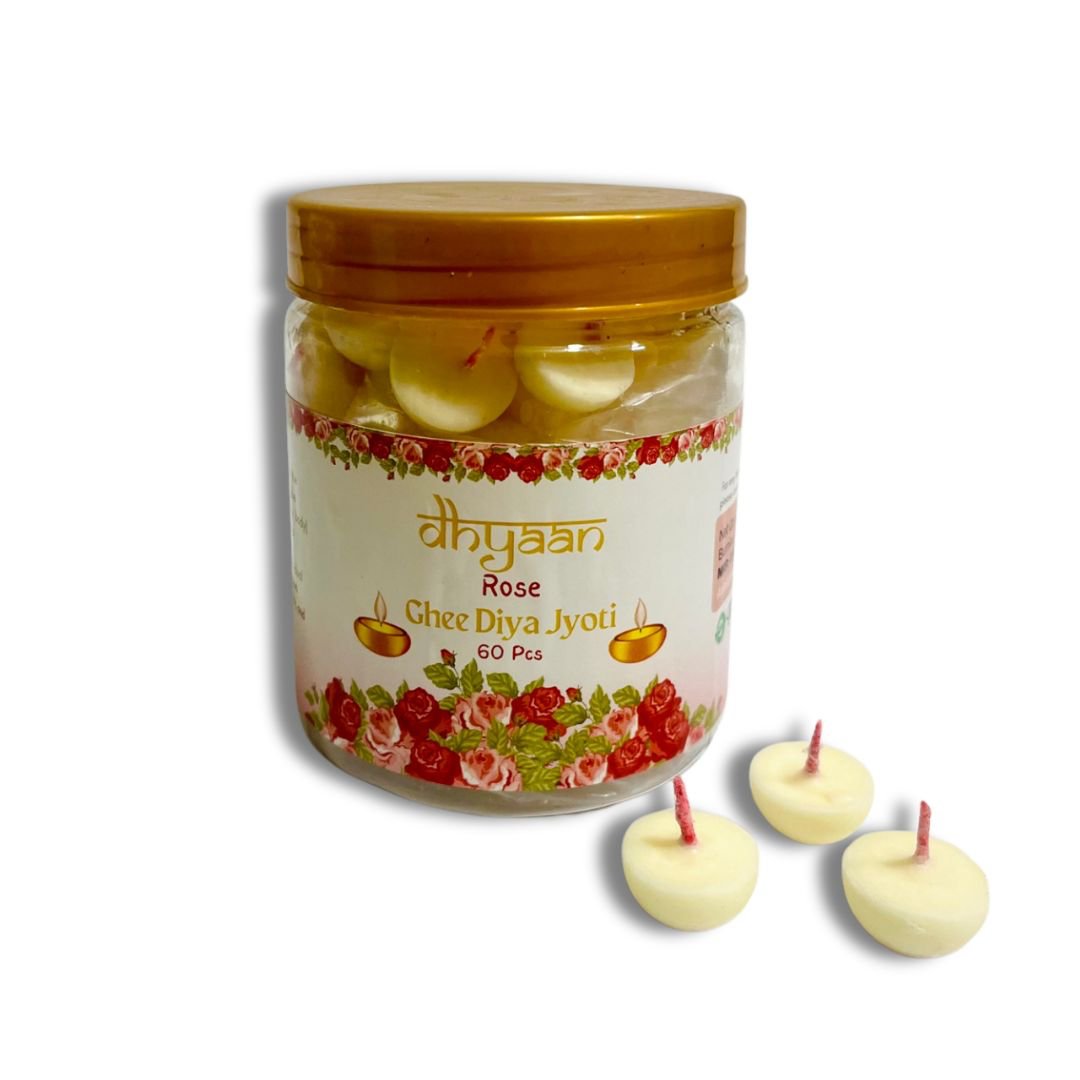 Dhyaan Rose Ghee Diya Jyot (60 pcs)