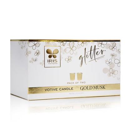 IRIS Glitter Votive Candle Gold Musk Pack of 2(128gx2)