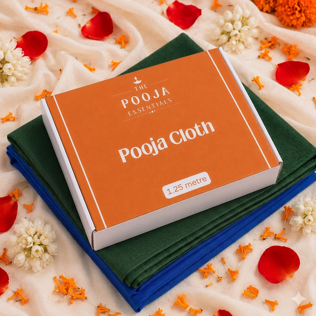 The Pooja Essentials Pooja cloth (Green & Blue 1.25 m)