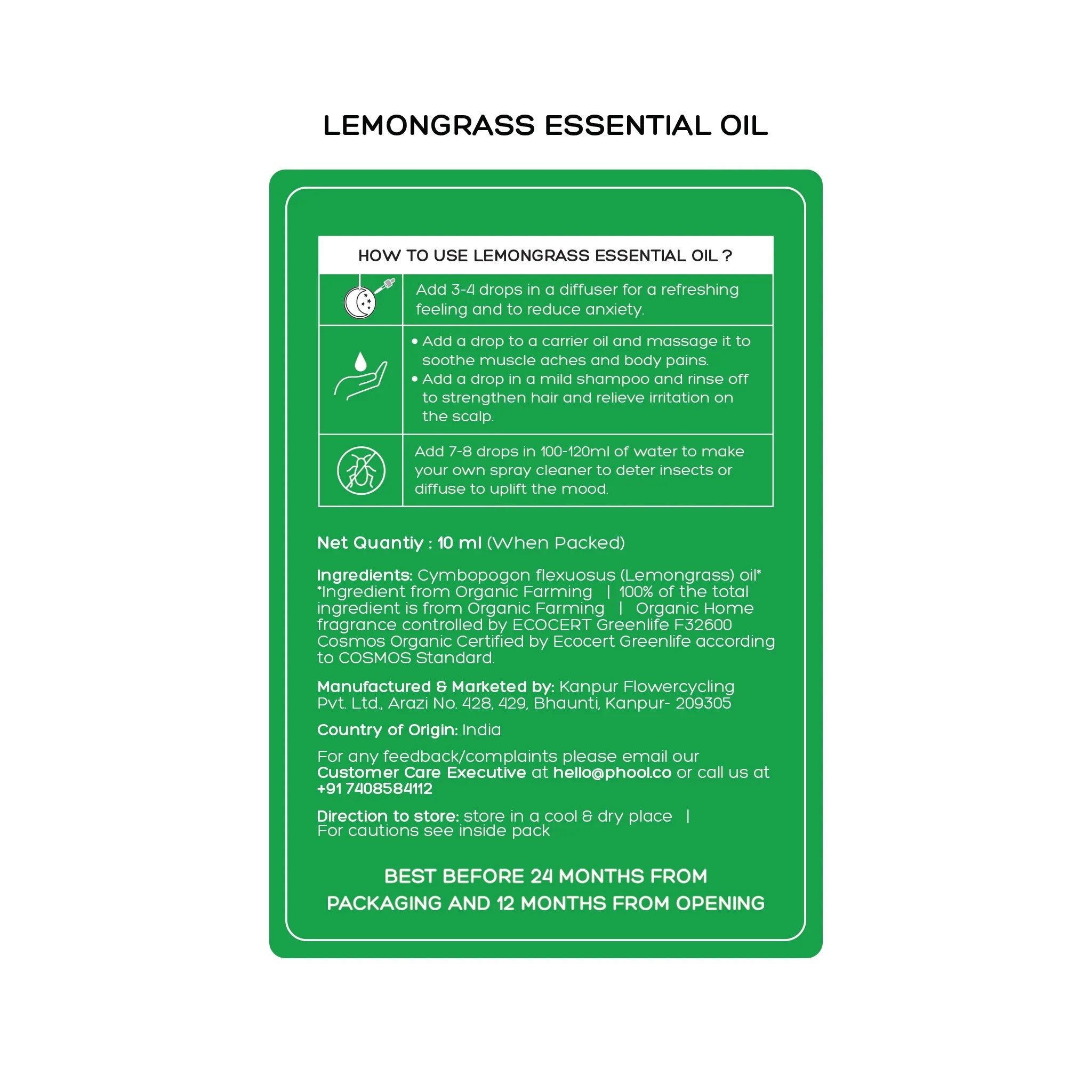 Phool Lemongrass Essential Oil (10ML)