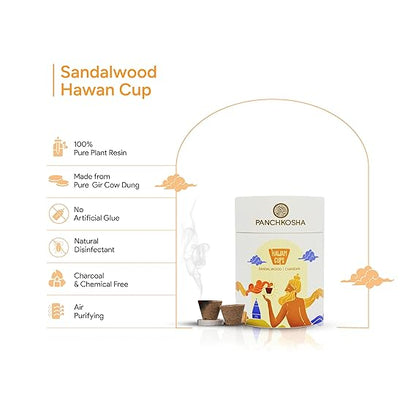 Panchkosha SANDALWOOD CHANDAN Hawan Cups (21 Hawan cups)