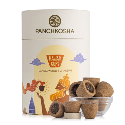 Panchkosha SANDALWOOD CHANDAN Hawan Cups (21 Hawan cups)