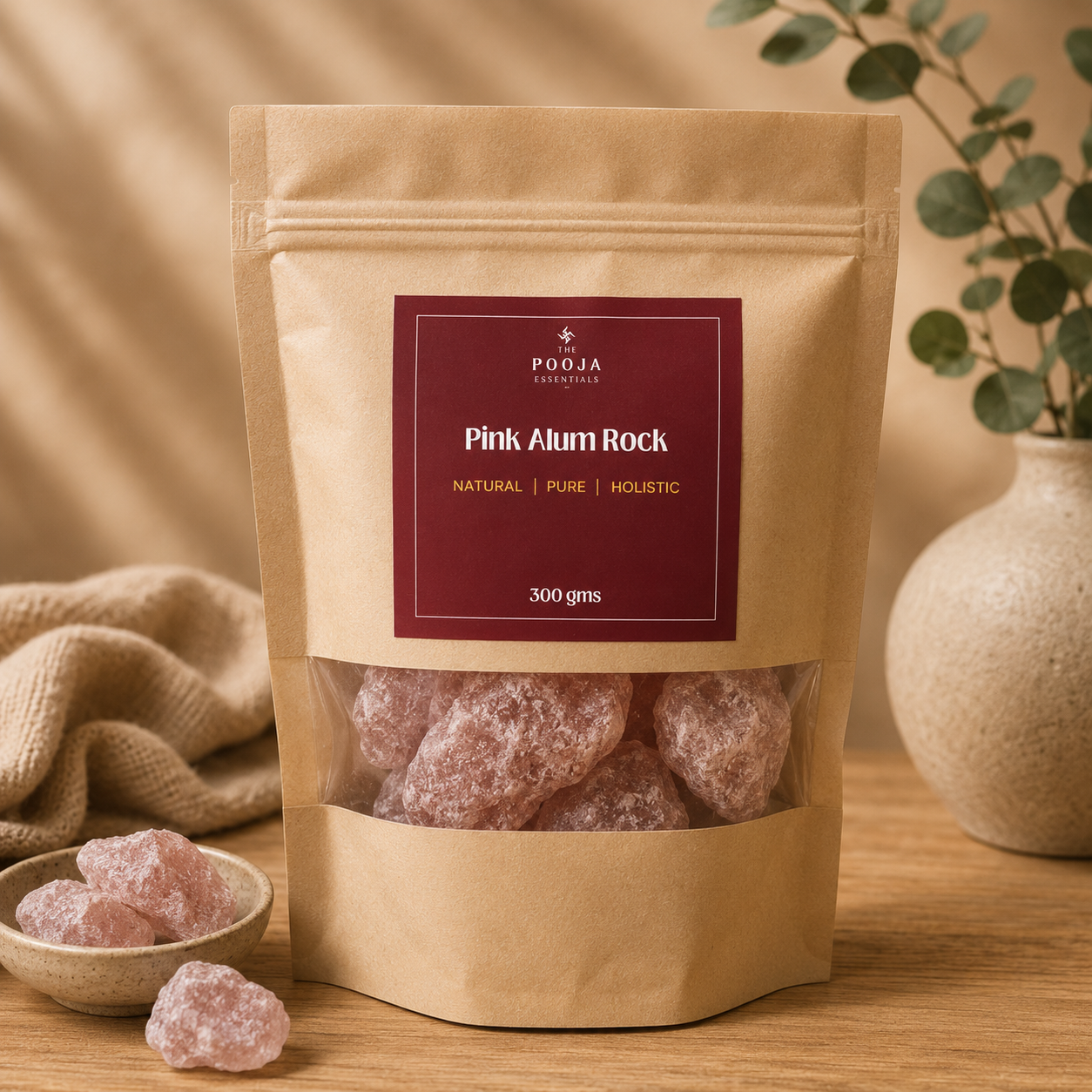 The Pooja Essentials - PINK Alum Rocks (300 gms)